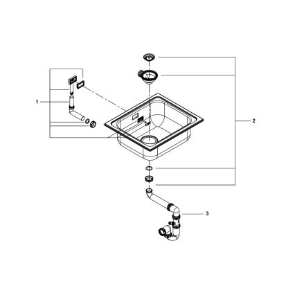 GROHE 31719SD0 - Νεροχύτης κουζίνας K200 533 × 457 mm από ανοξείδωτο χάλυβα