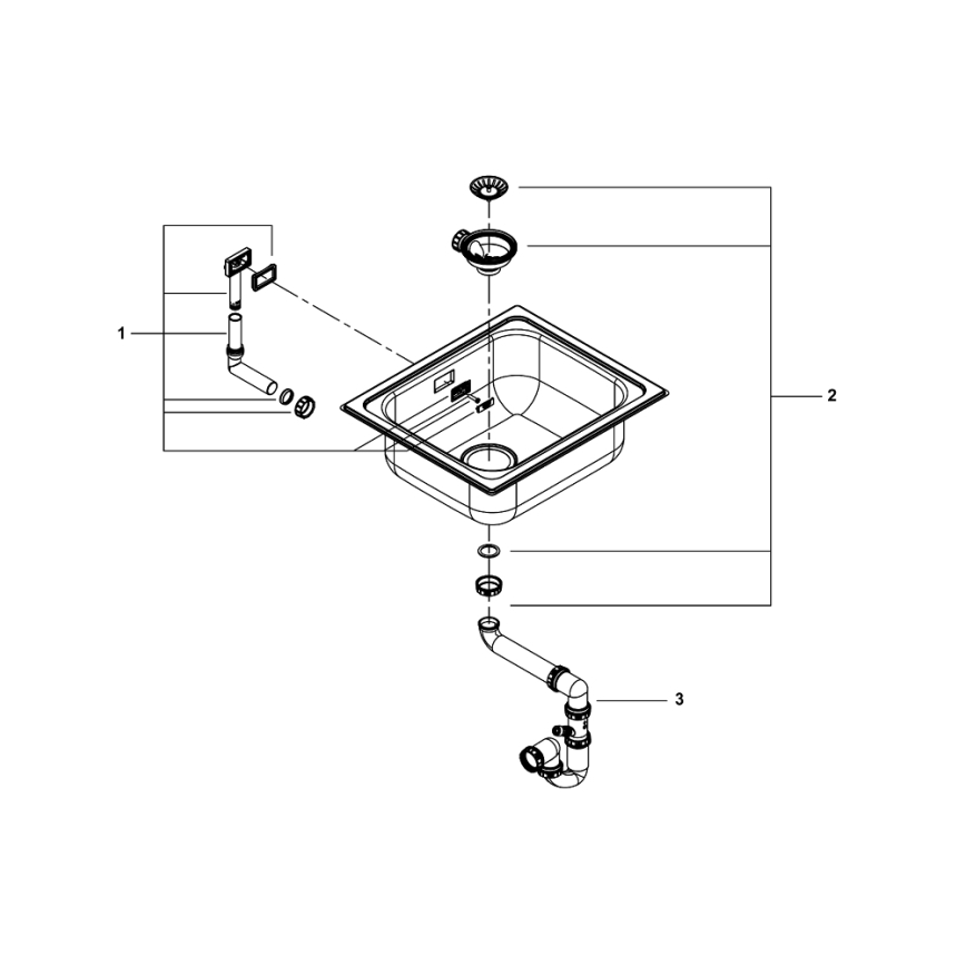 GROHE 31719SD0 - Νεροχύτης κουζίνας K200 533 × 457 mm από ανοξείδωτο χάλυβα