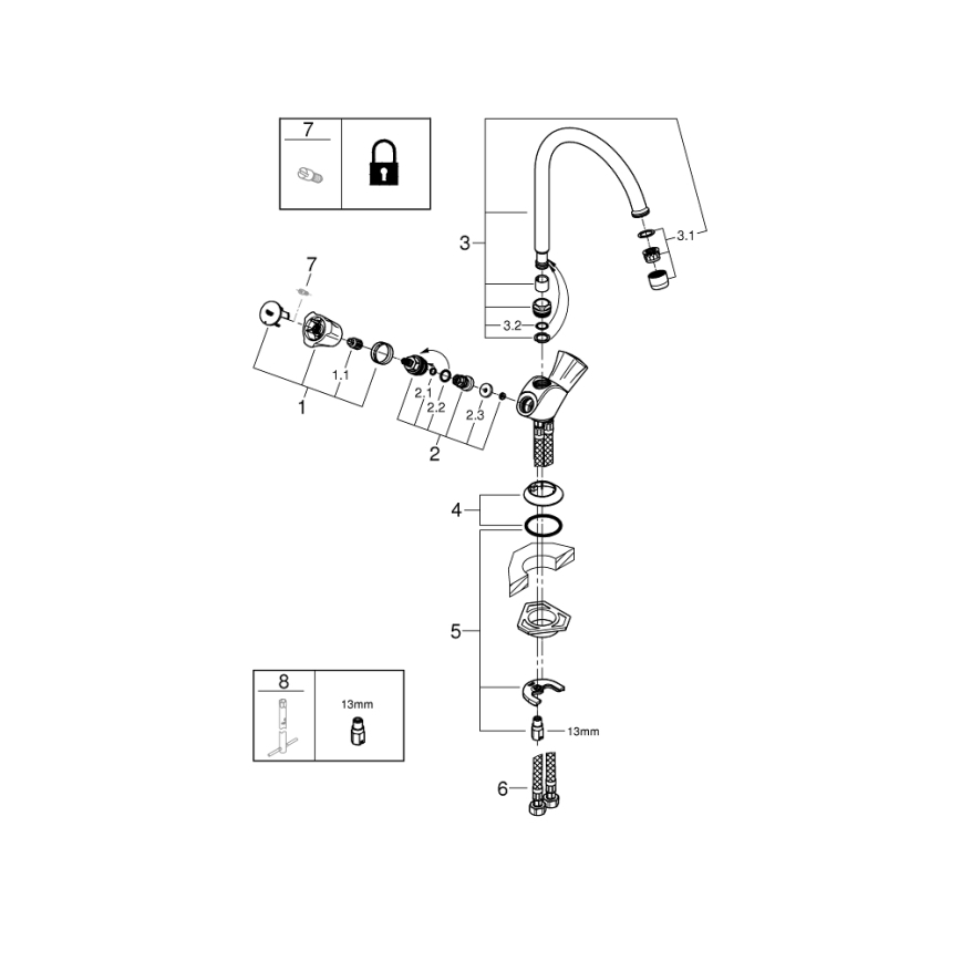 GROHE 31831001 - Μπαταρία κουζίνας COSTA L, σε γυαλιστερό χρώμιο