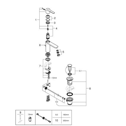 GROHE 32109GL1 - Μπαταρία νιπτήρα LINEARE σε χρυσό
