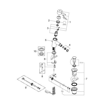 GROHE 32208001 - Μίκτης μπιντέ CONCETTO DN 15, γυαλιστερό χρώμιο