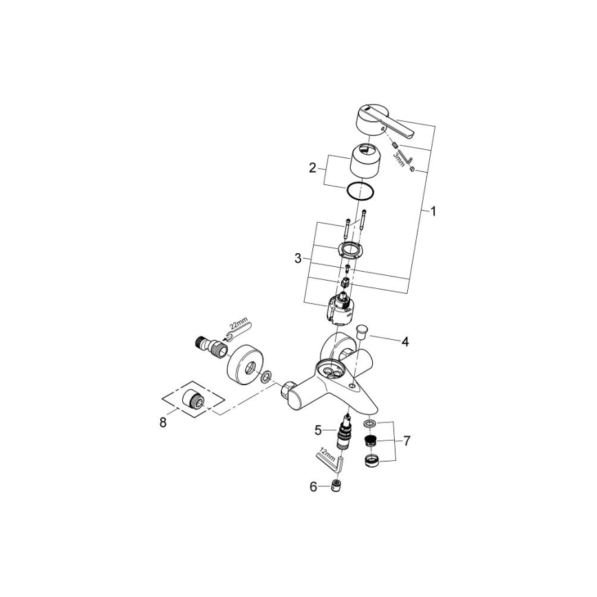 GROHE 32269000 - Μίκτης μπανιέρας FEEL DN 15 γυαλιστερό χρώμιο
