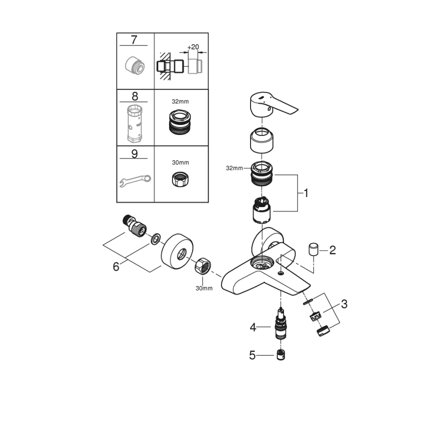 GROHE 322782432 - Μπαταρία μπανιέρας START 188 mm μαύρη