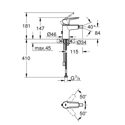 GROHE 32281002 - Μπαταρία μπιντέ START S σε γυαλιστερό χρώμιο
