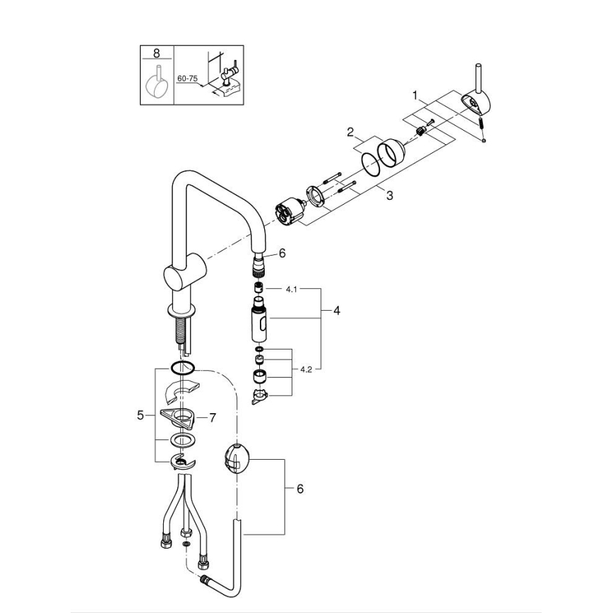 GROHE 32322002 - Μπαταρία νεροχύτη A γυαλιστερό χρώμιο
