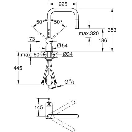 GROHE 32322002 - Μπαταρία νεροχύτη A γυαλιστερό χρώμιο