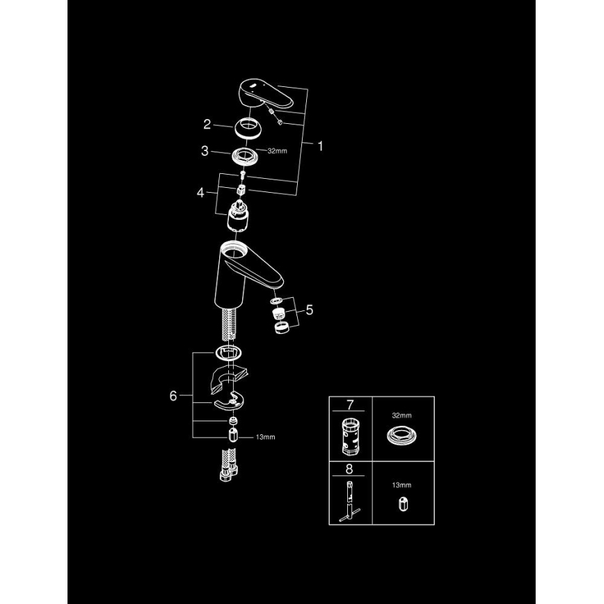 GROHE 3246920E - Μίκτης νιπτήρα EURODISC COSMOPOLITAN, μέγεθος S, χρώμιο