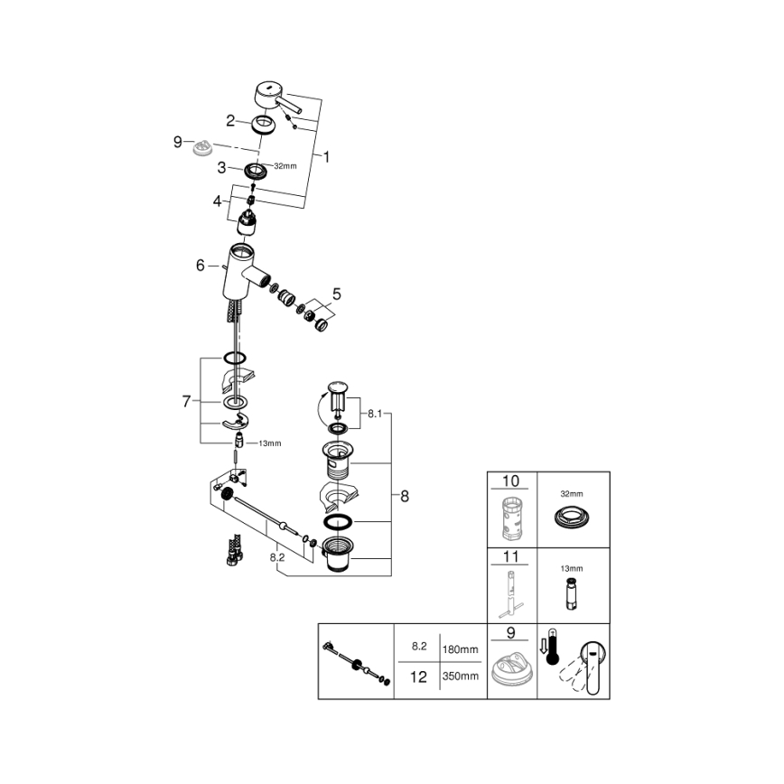 GROHE 32558000 - Μπαταρία μπιντέ FEEL DN 15 γυαλιστερό χρώμιο