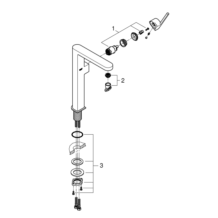 GROHE 32618003 - Μπαταρία νιπτήρα PLUS XL σε γυαλιστερό χρώμιο