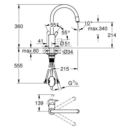 GROHE 32671002 - Μπαταρία κουζίνας FEEL σε γυαλιστερό χρώμιο