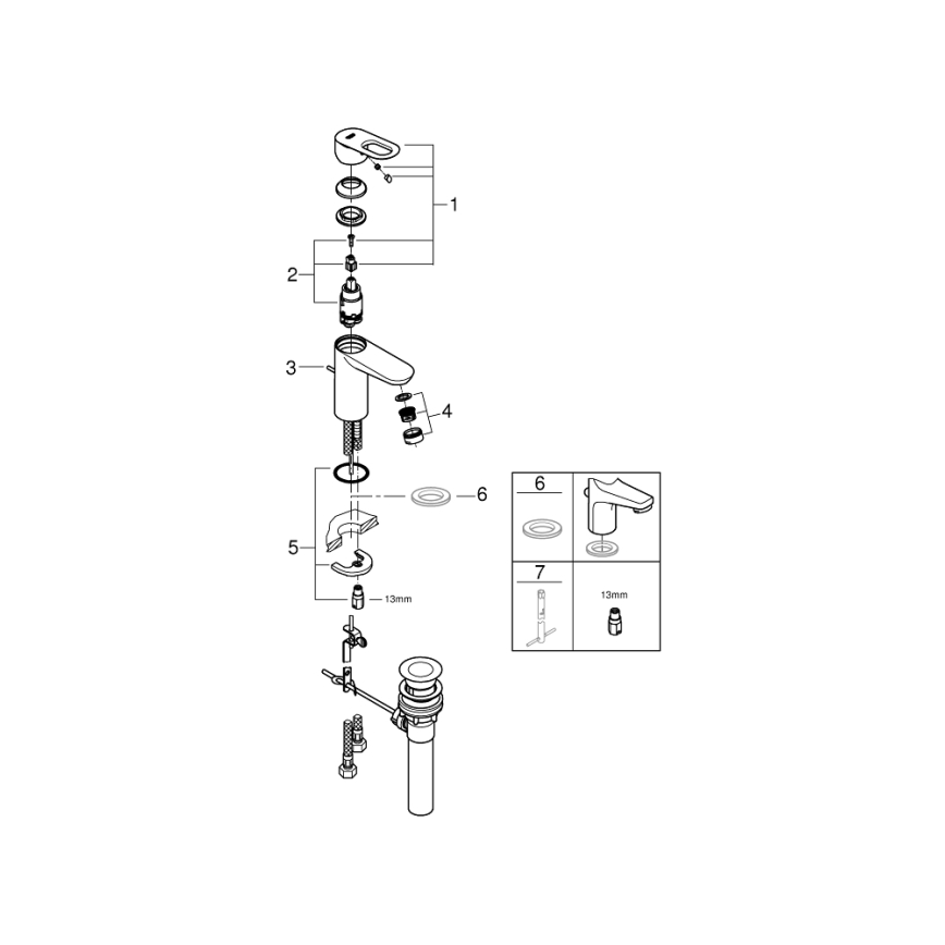 GROHE 32814000 - Μπαταρία νιπτήρα BAULOOP γυαλιστερό χρώμιο