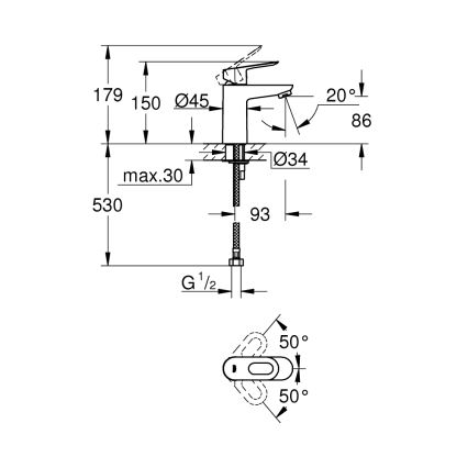 GROHE 32854000 - Μπαταρία νιπτήρα BAULOOP γυαλιστερό χρώμιο