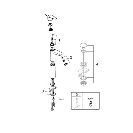GROHE 32860001 - Μίκτης νιπτήρα BAUEDGE 304 mm λαμπερό χρώμιο