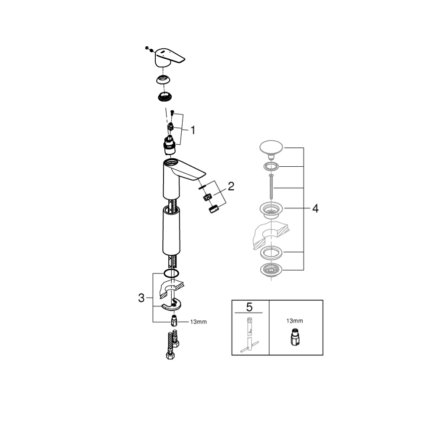 GROHE 32860001 - Μίκτης νιπτήρα BAUEDGE 304 mm λαμπερό χρώμιο