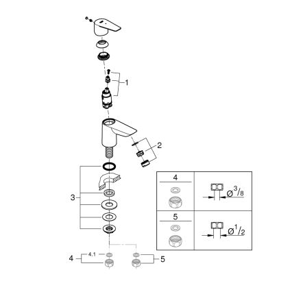 GROHE 32861001 - Επιτραπέζιος μίκτης νιπτήρα BAUEDGE 131 mm, γυαλιστερό χρώμιο