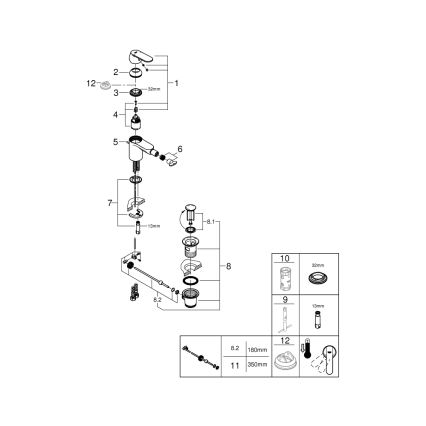 GROHE 32885000 - Μπαταρία μπιντέ GET DN 15 σε γυαλιστερό χρώμιο