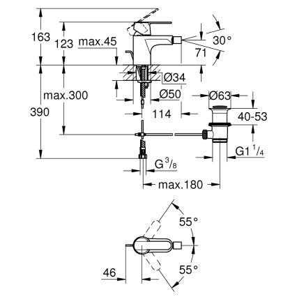 GROHE 32885000 - Μπαταρία μπιντέ GET DN 15 σε γυαλιστερό χρώμιο