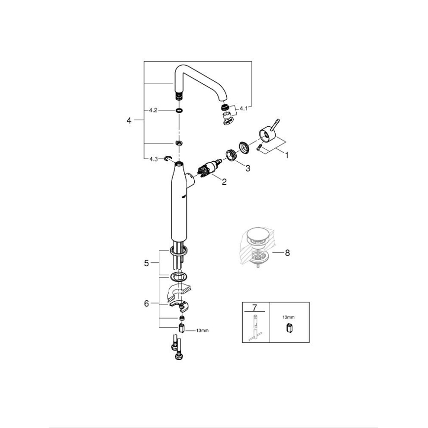 GROHE 32901GN1 - Μπαταρία νιπτήρα ESSENCE XL, χρυσή