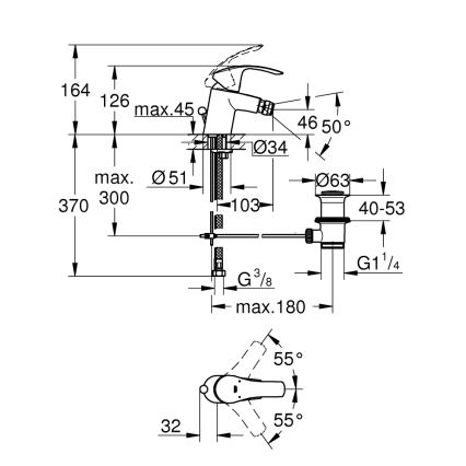 GROHE 32929002 - Μπαταρία μπιντέ EUROSMART, μέγεθος S, γυαλιστερό χρώμιο
