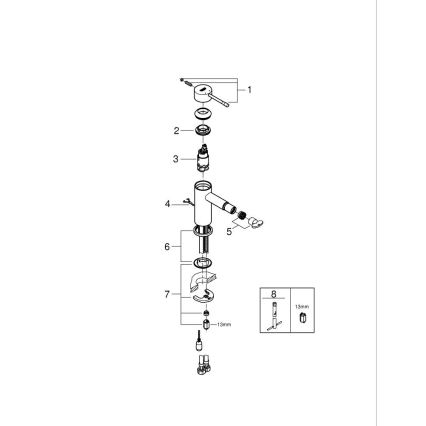 GROHE 32934001 - Μπαταρία μπιντέ ESSENCE DN 15, γυαλιστερό χρώμιο