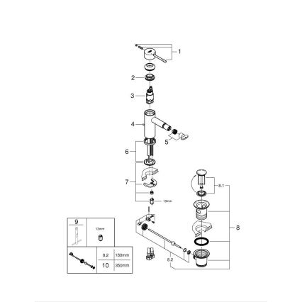 GROHE 32935001 - Μπαταρία μπιντέ ESSENCE DN 15 γυαλιστερό χρώμιο