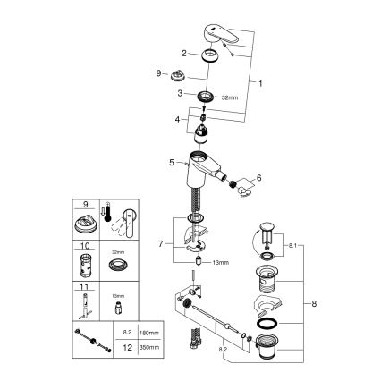 GROHE 33244002 - Μίκτης μπιντέ EURODISC COSMOPOLITAN DN 15 γυαλιστερό χρώμιο