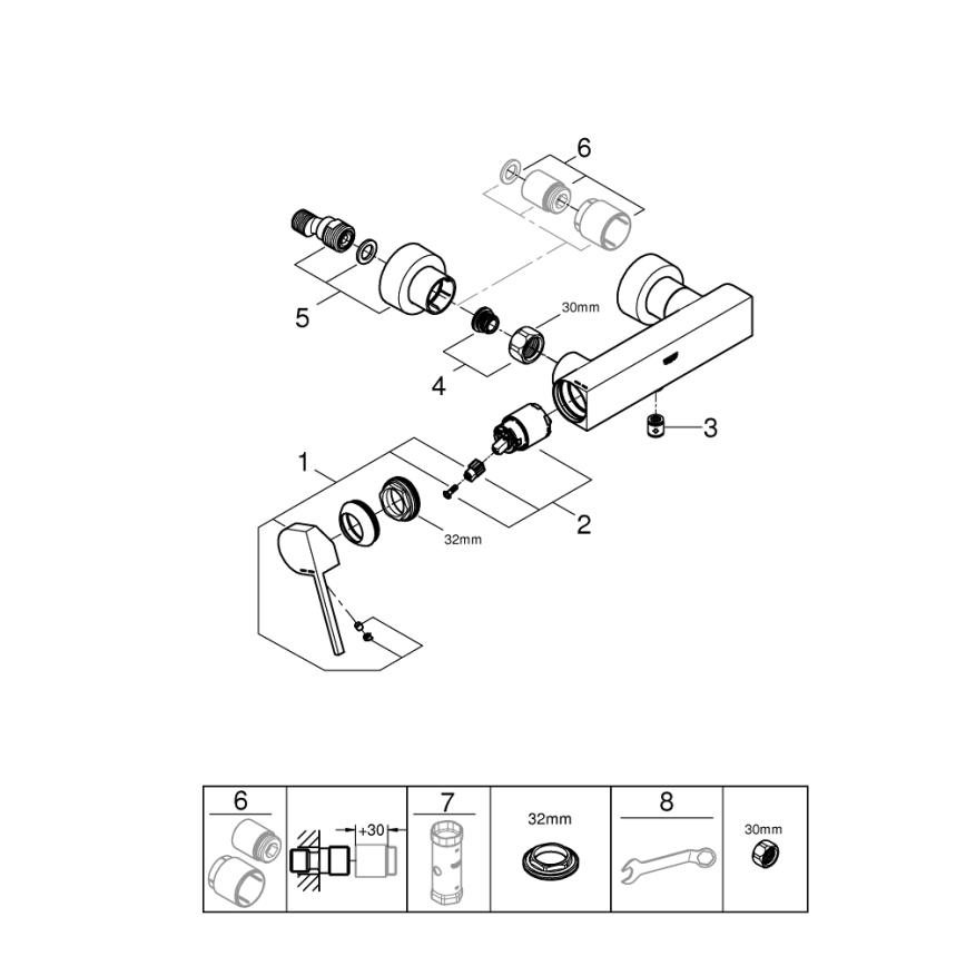 GROHE 33577003 - Μπαταρία ντους PLUS DN 15, γυαλιστερό χρώμιο