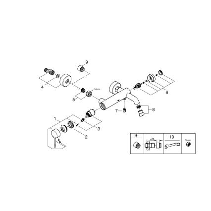GROHE 33624GN1 - Μπαταρία μπανιέρας ESSENCE 193 mm σε σατινέ χρυσό
