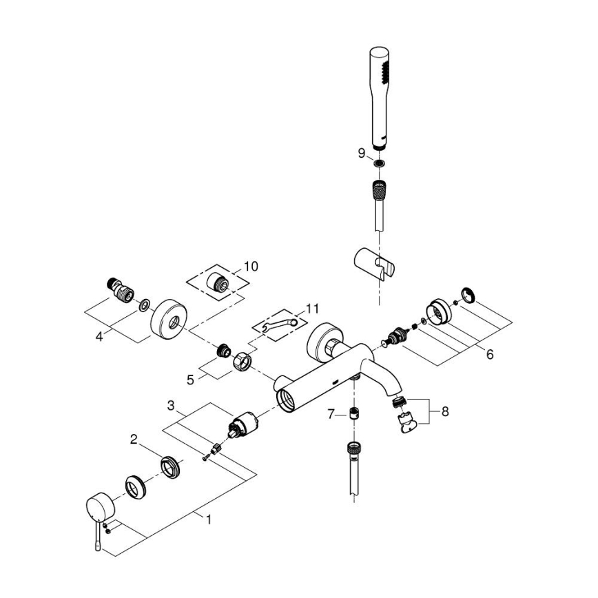 GROHE 33628001 - Σετ μπανιέρας με μπαταρία ESSENCE DN 15 σε γυαλιστερό χρώμιο