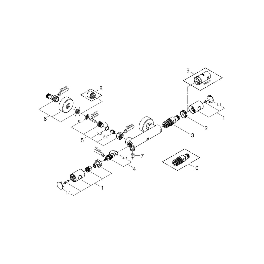 GROHE 34065AL2 -Θερμοστατική μπαταρία ντους GROHTHERM 1000 COSMOPOLITAN DN 15 γραφίτης