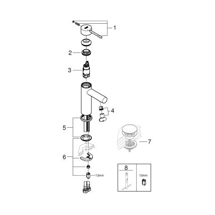 GROHE 34294001 - Μπαταρία νιπτήρα ESSENCE DN 15, γυαλιστερό χρώμιο