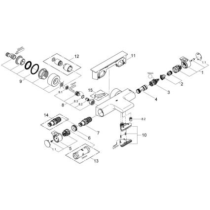 GROHE 34464001 - Θερμοστατική μπαταρία μπανιέρας GROHTHERM 2000 DN 15 γυαλιστερό χρώμιο