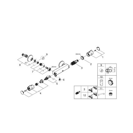 GROHE 34558000 - Θερμοστατική μπαταρία ντους GROHTHERM 800 DN 15 γυαλιστερό χρώμιο