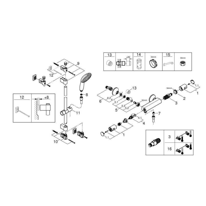 GROHE 345972431 - Σετ ντους με θερμοστατικό αναμικτήρα PRECISION START 12” 60
