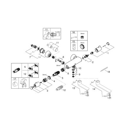 GROHE 34666000 - Θερμοστατική ιατρική μπαταρία DN 15 γυαλιστερό χρώμιο