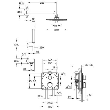 GROHE 34732000 - Σετ ντους GROHTHERM RAINSHOWER COSMOPOLITAN 210 286 mm χρωμέ