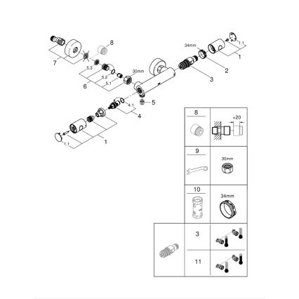 GROHE 34773000 - Θερμοστατική μπαταρία ντους PRECISION GET DN 15, γυαλιστερό χρώμιο