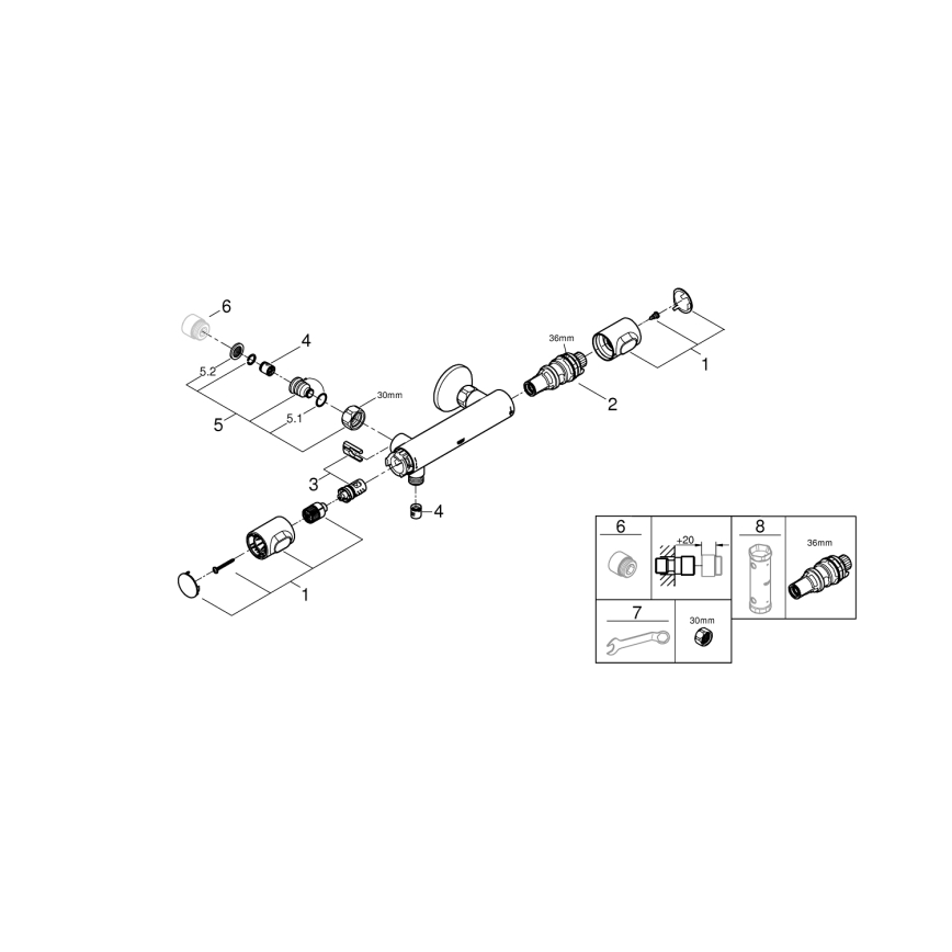 GROHE 34799000 - Θερμοστατική μπαταρία ντους PRECISION FLOW DN 15 χρωμέ