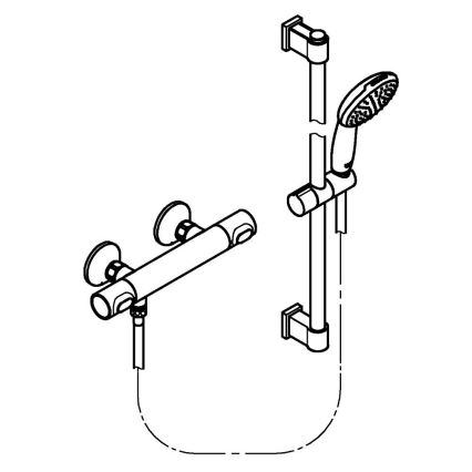 GROHE 34800001 - Σετ ντους με θερμοστατική μπαταρία PRECISION FLOW 600 mm γυαλιστερό χρώμιο
