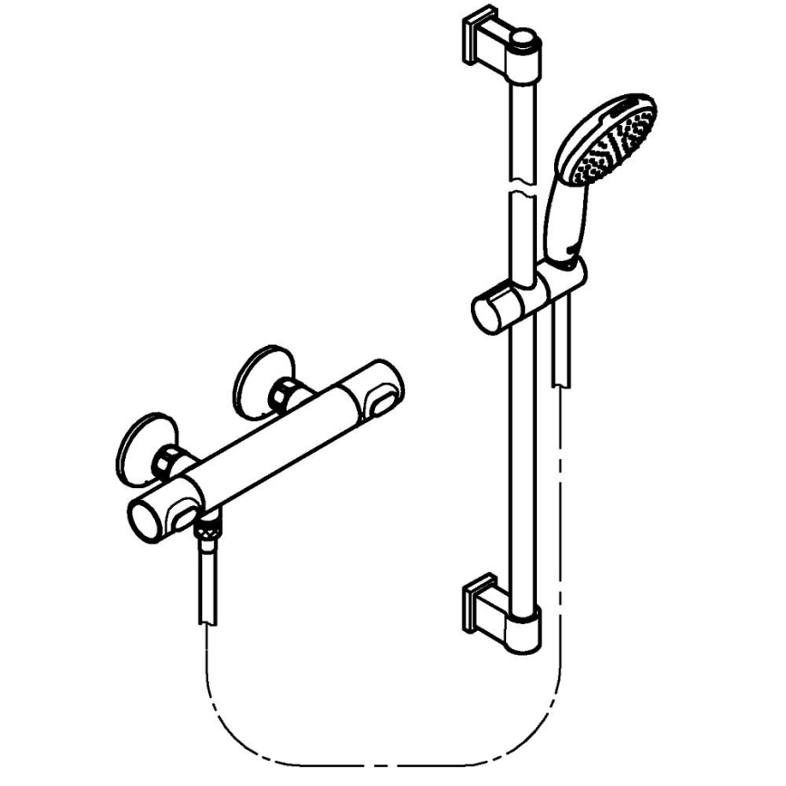 GROHE 34805001 - Σετ ντους με θερμοστατική μπαταρία PRECISION FLOW DN 15 γυαλισμένο χρώμιο