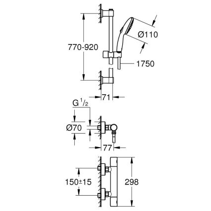GROHE 34857000 - Σετ ντους με θερμοστατικό μίκτη PRECISION GET 12” γυαλιστερό χρώμιο
