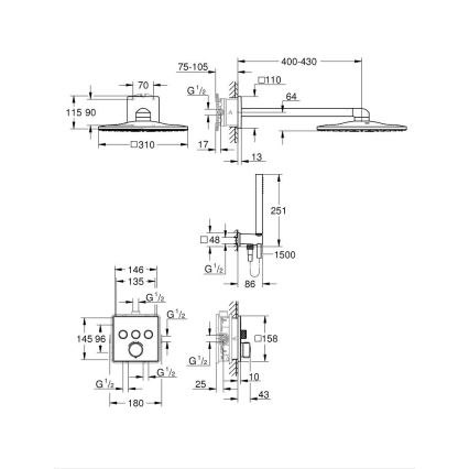 GROHE 34875000 - Σύστημα ντους PRECISION SMARTCONTROL 310 mm γυαλιστερό χρώμιο