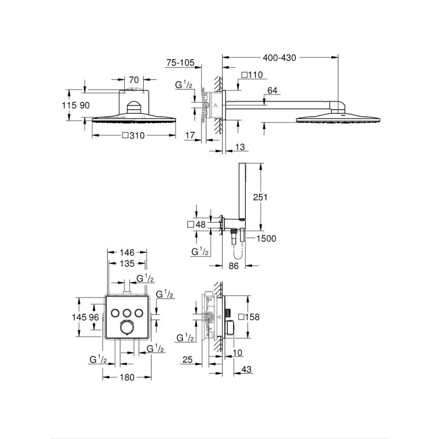 GROHE 34875000 - Σύστημα ντους PRECISION SMARTCONTROL 310 mm γυαλιστερό χρώμιο