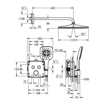 GROHE 34876000 - Σύστημα ντους PRECISION SMARTCONTROL 310 × 310 mm χρωμέ