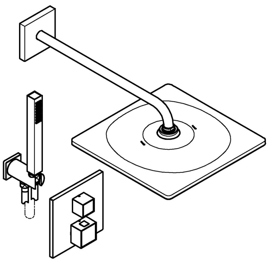 GROHE 34879000 - Εντοιχισμένο σύστημα ντους PRECISION CUBE 310 × 310 mm χρωμέ