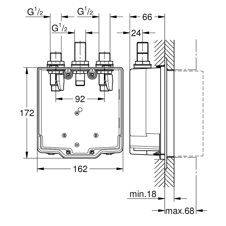 Grohe 36322001 - Εντοιχιζόμενο σώμα για μπαταρία EUROSMART COSMOPOLITAN T