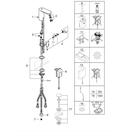 GROHE 36324001 - Υπέρυθρη ηλεκτρική μπαταρία νιπτήρα EUROSMART COSMOPOLITAN E χρωμέ