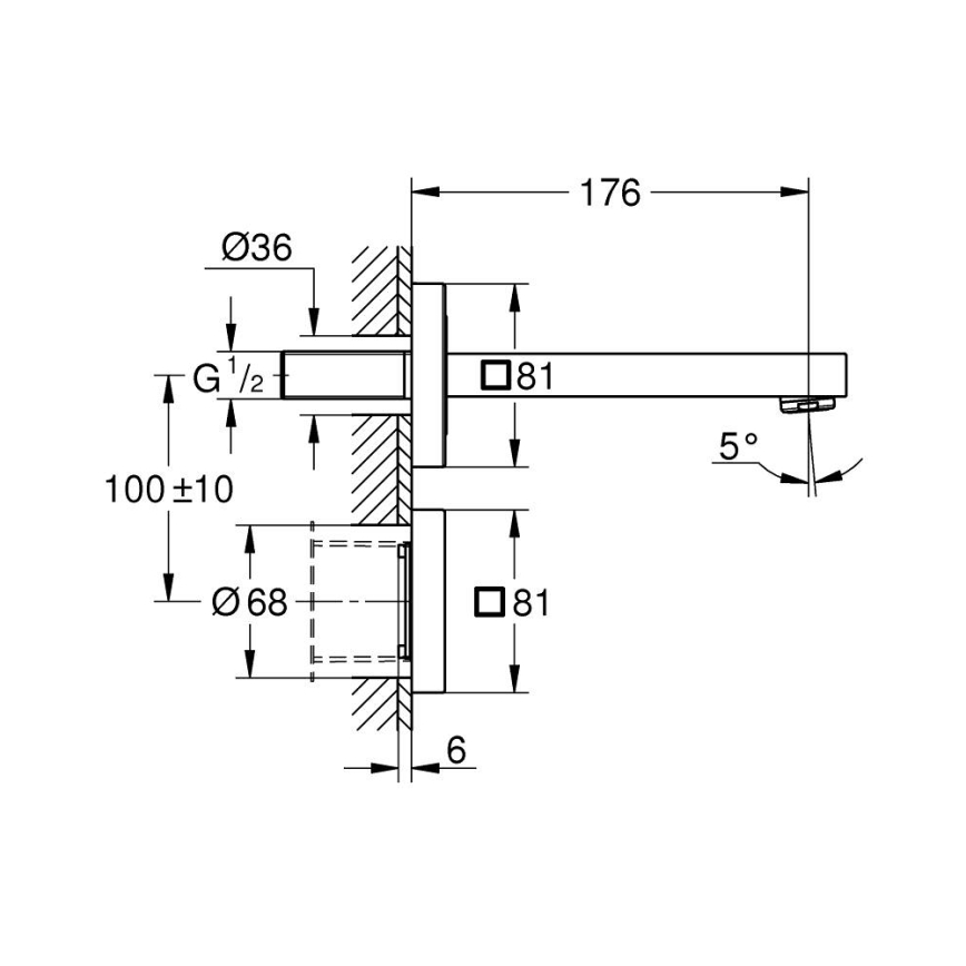 GROHE 36442000 - Ηλεκτρονική μπαταρία με υπέρυθρους αισθητήρες EUROCUBE E, γυαλιστερό χρώμιο