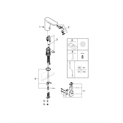 GROHE 36452000 - Υπέρυθρη ηλεκτρονική μπαταρία νιπτήρα BAU COSMOPOLITAN E, χρωμέ