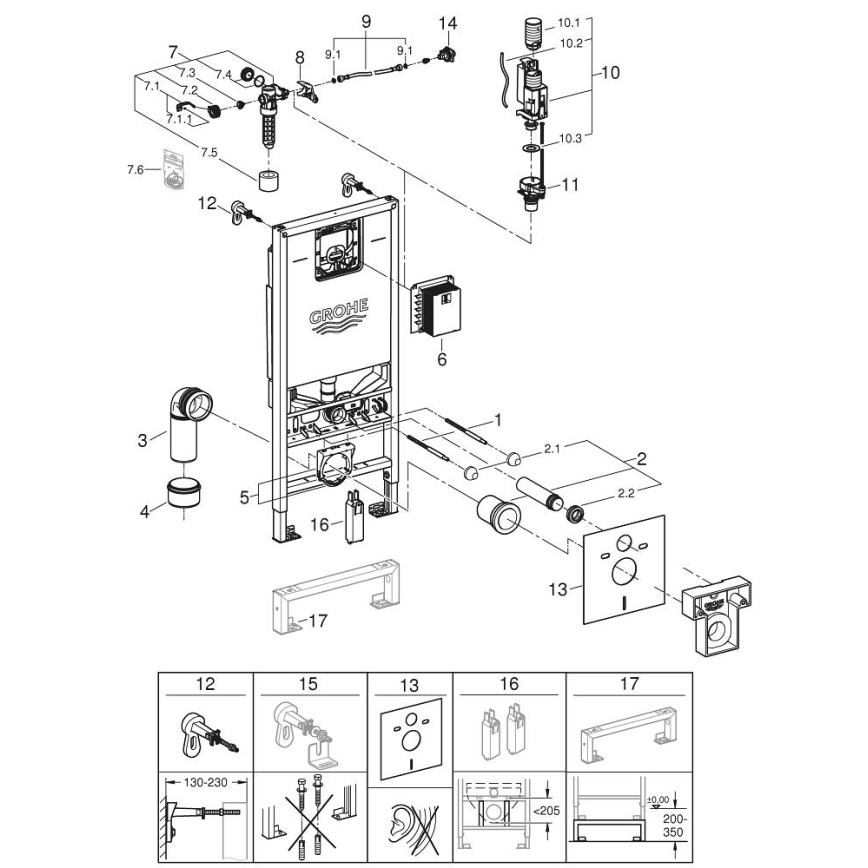 GROHE 36509SH0 - Ηλεκτρονική τουαλέτα με ντους Sensia, σετ 4-σε-1 RAPID SLX 1,13 m